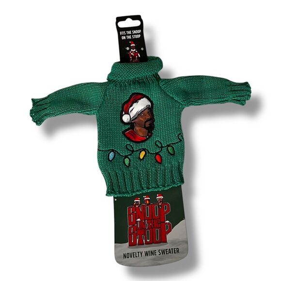 Snoop Dogg Wine Bottle Sweater Fits Snoop On The Stoop Face Green Elf Shelf Gift - Picture 1 of 5